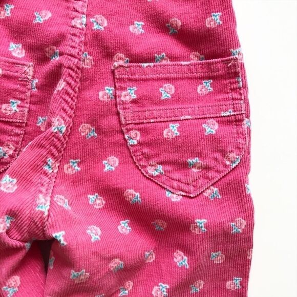 Vintage Oshkosh pink floral corduroy overalls 2T - Picture 6 of 8